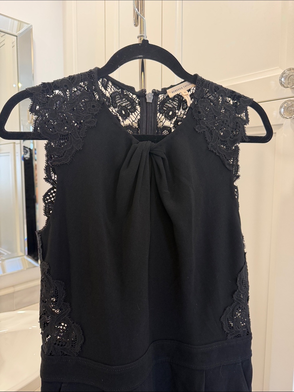 Rebecca Taylor Black Lace-Detail Jumpsuit